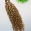 Estensioni dei capelli umani brasiliani del tessuto afro riccio Miele di fragola Biondo Remy Fasci di capelli 100 grammi per pezzo8635497