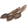 30pcs/lot Antique Bronze Cameo Flower Steel Bookmarks 20mm Round Cabochon Settings Jewelry Blank Charms 28x83mm