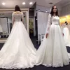 Novos Vestidos de Casamento para Venda 2019 Rendas Sheer Tripulação Pescoço Custom Made Estilo Vintage Barato Modest Mulheres Nupcial Vestidos de Baile com Mangas