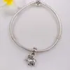 Authentic 925 Sterling Silver Pärlor Polar Bear Dingle Charm Passar European Pandora Style Jewelry Armelets Necklace191f