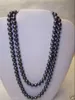 14K Clasp + 8-9mm tahitian black pearl necklace 48inch