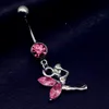 20pcs Mix Style Pink Angel Dream Catcher Cross Rose Flower Dangle Dangle Belly Bar Bar Button Rings Body Percing Jewelry Sets305d