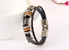 Fashion Punk Europese en Amerika Circle Beads Weave Rope Buckle Connect lederen armbanden voor dames heren