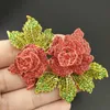 100PCS/Lot 70mm Gold Plated Red Crystal Rose Flower Brooches For Women Rhinestone Flower Pin Brooch