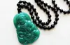 Naturolja Grön Jade Manuell Skulptur Guanyin Bodhisattva (Talisman) Halsband Hängsmycke