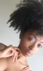 Горячие новые афро-американских клип в черный афро кудрявый курчавый бразильский виргинский волос шнурок хвостики наращивание волос 140 г