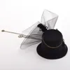 Black Gothic Women Steampunk Gear Wings Clock Butterfly Min Top Hat Lace Hair Clip Headwear Cosplay Accessory