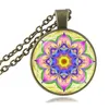 Collier Mandala Om Symbole Pendentif Verre Cabochon Bijoux De Mode Namaste Ras Du Cou Yoga Sans Collier Femmes Méditation Bijoux Hindouisme Collier