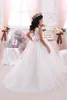 2021 New Lace Bow Girls Abiti da spettacolo Abiti da prima comunione Bella WhiteIvory Ball Gown Flower Girl Abiti per matrimoni