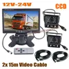 2 x 18 LED IR CCD Car Car Reversing Camera + 4PIN 7 "LCD Widok z tyłu Zestaw Bus Truck Van 2x 15m Kabel wideo 12V-24 V Szybka wysyłka