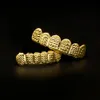 Nieuwste 18K Real Vergulde Star Iced Out Out Hop Tanden Grillz Top Bodem Halloween Christmas Party Gift