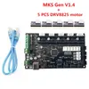 Freeshipping 3Dプリンター部品MKS Gen V1.4コントロールボード+ 5個DRV8825ステッピングモーターRAMPS1.4 / MEGA2560 R3