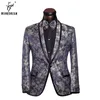 Wholesale- 2017  Clothing Suit Jacket Men's Custom Suits Silver Decorative Pattern Business Suit Pants Ceket Wedding Suit Blazer S-2XL