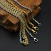 3mm di spessore 60 cm di lunghezza in acciaio inossidabile corda solida catena intrecciata oro placcato argento hip hop collana a catena intrecciata per uomo