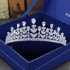 Ornamenti per capelli da sposa in zircone pieno corone nuziali alte accessori per abiti da sposa con corona intarsiata personalizzata di fascia alta