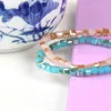 Ny design Mode Sommar Smycken Partihandel Mix Färger 6mm Kristall Jade Fyrkantiga Pärlor Makrame Billiga fläta armband