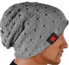 Winter Warm New Fash Men Skull Chunky Women Knit Beanie Reversible Worbgy Cap Warm Unisex Hat B275