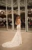 Berta Bröllopsklänningar Sweetheart Neck Långärmade Backless Bridal Gowns Sweep Train Lace Appliqued Mermaid Country Wedding Dress