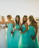 Robes de demoiselle d'honneur en mousseline de soie turquoise, plage populaire des États-Unis, grande taille, longueur au sol, robe de soirée d'invité de mariage pour fête formelle d'automne Go5793983