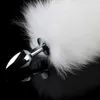 Anal Toys Wild Stainless Steel White Fox Tail Butt Plug Sex Toy for Adult White 14 inchs #R42