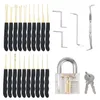 24 Piece Premium Titanium Lock Picking Tool Set Lock Pick Set with Transparent blue Padlock Locksmith Tool for Locksmith skill tra4345329