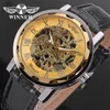 Vinnare Fashion Gold Black Roman Number Dial Luxury Design Clock Mens Watch Top Brand Cool Mechanical Skeleton Male Wrist Watches238i