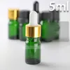 Flacone contagocce vuoto da 5 ml in vetro da 960 pezzi / lotto per oli essenziali Bottiglie e-liquid verdi da 5 ml