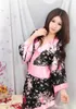 Vendita calda sexy kimono giapponese accappatoio camicia da notte donna rosa floreale kimono lingerie pigiameria camicia da notte pigiama