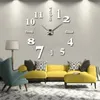 Vente en gros-2016 nouvelle vente horloge murale horloges reloj de pared montre 3d bricolage miroir acrylique autocollants quartz moderne décoration de la maison livraison gratuite