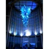 Lampy Duże Żyrandole LED Szkło Borokrzemianowe Niebieskie Światło Salon Handmade Art Kryształowy Żyrandol Oświetlenie Hotal Lights