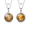 Double Side Earth World Map Tellurion Ocean Roterbar Glas Halsband Dome Halsband Pendants För Kvinnor Lady Smycken Gift