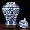 Bottiglia di stoccaggio Vaso cinese antico Qing Qianlong Mark Vaso in porcellana in ceramica bianca e blu