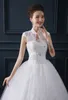 Brand New Wedding Dresses Ball Gown Formal Wedding Gowns with Flower Cap Sleeve Glamorous High Neck Keyhole Vestidos De Novia Bridal Gown