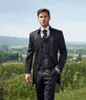 2016 por encargo nuevo diseño negro novio esmoquin padrinos de boda hombres boda esmoquin cena trajes de baile (chaqueta + pantalones + chaleco + corbata) G1592