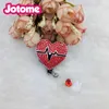 In stock Key Rings Nurse Teacher Student Other Uniform Rhinestone Red Heart Pumping Retractable Reel Plastic Id Card Badge Holder