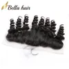 Cabello humano frontal de encaje de onda suelta 13X4 Frontal de encaje solo Hecho a mano Nudos blanqueados de encaje ondulado suelto Pre arrancado con cabello de bebé Negro natural Bella Hair Slay VENTA