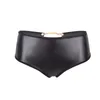 Sexy Women Open Butt Panties Black Faux Leather Underwear Decorate Chain Briefs Novelty Lingerie Size S-3XL