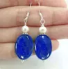 Lapis Lazuli Gemstones/White pearl Silver Hook Dangle earrings 2PC earring