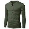 Vente en gros-Mend T-shirt Hommes Simple Courtiers Solid Couleur Tops V cou à manches longues Henley chemise Henley chemise européenne fausse mode deux pièces polo 5 couleurs