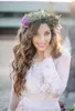 Romantisk 2017 Ivory Lace Illusion Långärmad Peach Chiffon Platser Kjol Land Bröllopsklänningar Brudklänningar Skräddarsydda Kina EN10175