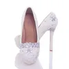 Madeiro de 14 cm de altura Women Sapatos de vestido Sapatos de casamento de pérolas brancas Cinderela baile Bombas de cerimônia adulta Sapatos1791399