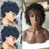 Krullend Bob Transparent Lace Front Menselijk Haar Pruiken Maleisische Virgin Korte Pixie Cut Pruik voor zwarte vrouwen Diepe Water Wave Pruiken