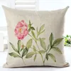 Roze Floral Sierkussen voor Sofa Stoel Bed Fuchsia Bloemen Kussen Cover Peony Almofada Garden Plant Cojines