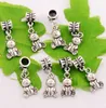 120 pçs / lote Antique Silver Teddy Bear Encantos Beads Dangle Fit Pulseiras Europeus Jóias DIY 15x30mm