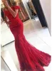 Stunning Crystal Bury Mermaid Prom Off The Shoulder Sweetheart Soft Tulle Lace Floor Length Formal Evening Dresses