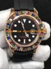 Luxo relógio de pulso 2017 relógio de moda pulseira de borracha 40mm Rainbow diamante relógio automático homens relógios nova chegada