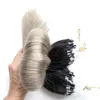 Ombre Mänskliga hårpinnar 200g Brasilianska Virgin Hair Straight T1B / Grå Silver Micro Loops Hårförlängningar 1g / s 200s