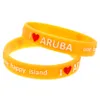 1 Stück I Love Aruba One Happy Island Silikon-Armband mit geprägtem Logo, weich und flexibel, kein Geschlecht, Geschenkschmuck