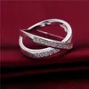 Hot Sale Inlägg Stone X Pläterad Sterling Silver Finger Ring Fit Kvinnor, Bröllop Vit Ädelsten 925 Silverplatta Ringar Solitaire Ring ER487