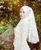 Arabiska islamiska muslima bröllopsklänningar Långärmade High Neck Bröllopsklänningar utan slöja Back Zipper A-Line Beaded Custom Made Bridal Gowns